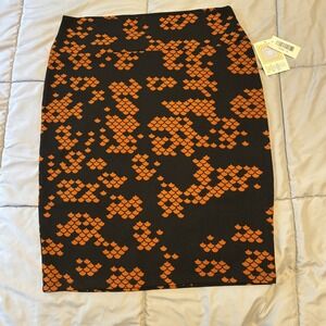 NWT Lularoe Cassie Skirt, Black and Orange print XL